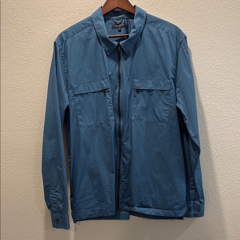 Men's Blue Ted Baker Lightweight Zip up Utility Shirt Jacket